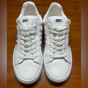 DKNY White Sneakers with Silver Accents